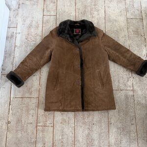 Vintage Brown Suede/leather Women's Winter Coat